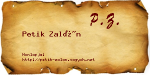 Petik Zalán névjegykártya